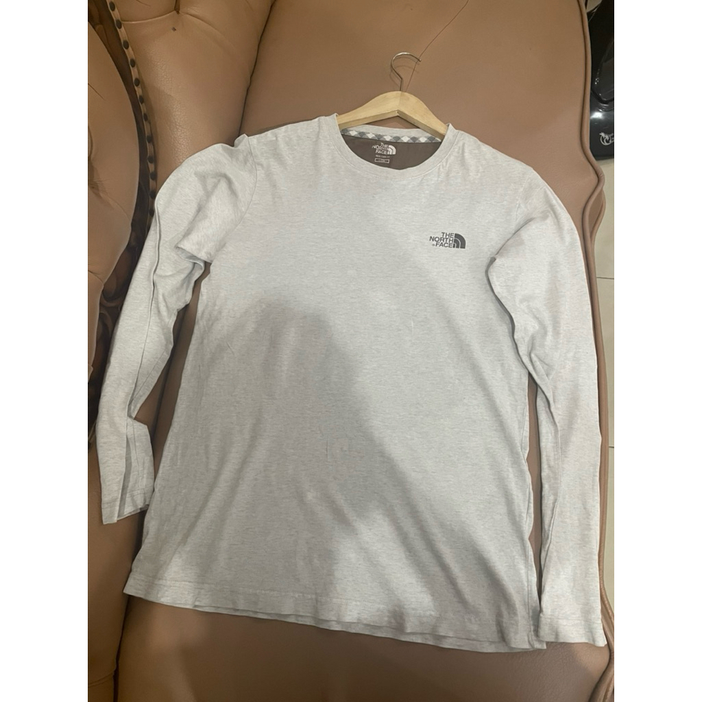 The North Face Kaos Lengan Panjang Abu Kombinasi Coklat - Cotton Tee Unisex