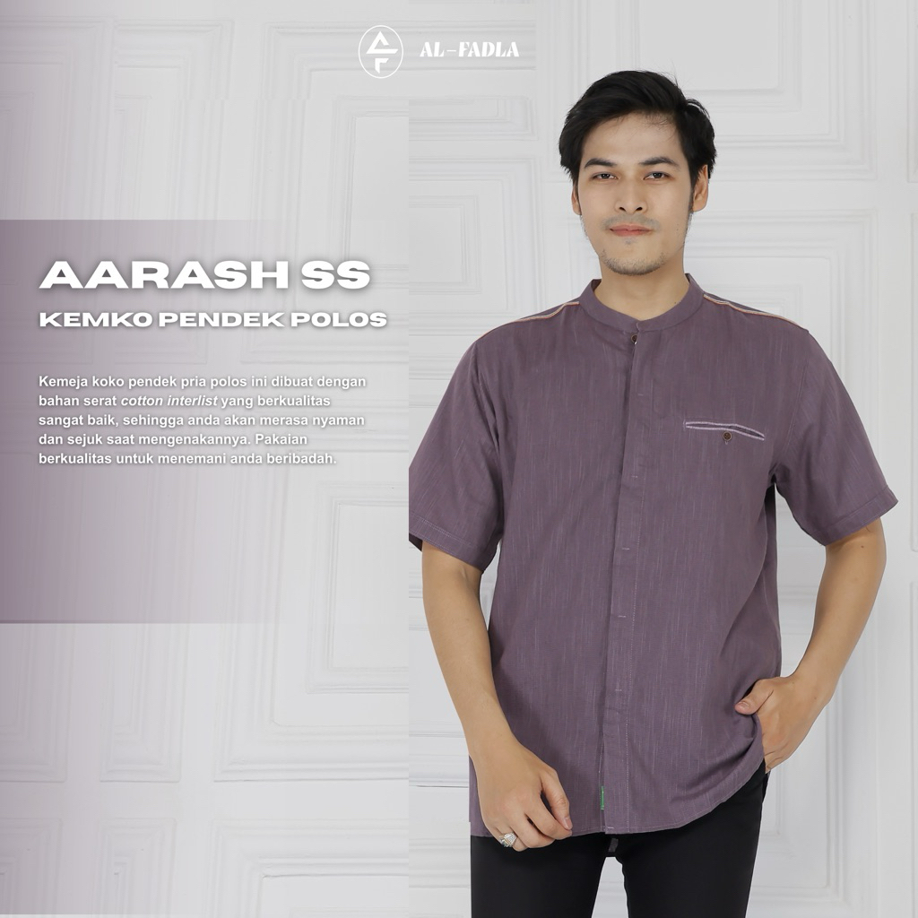 AL FADLA - Kemeja Koko Casual Pria Lengan Pendek Aarash