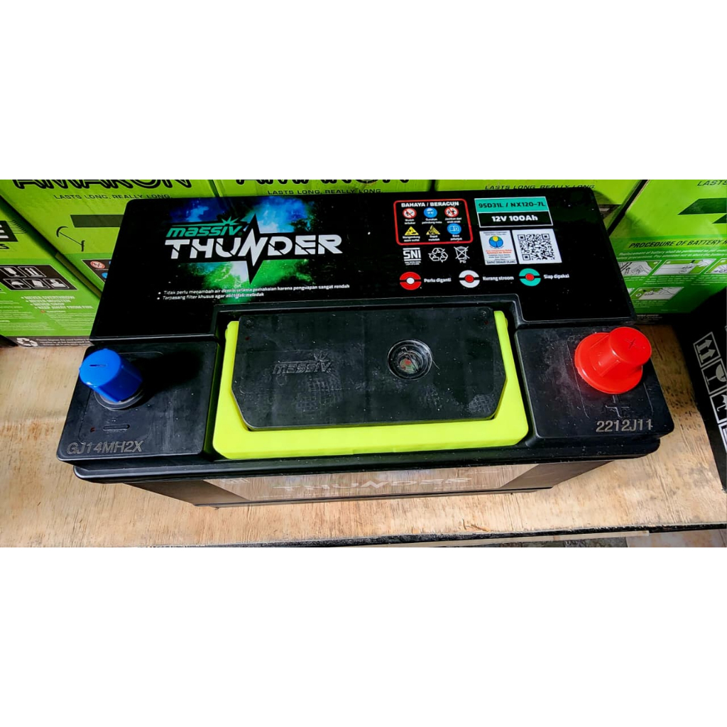 Massiv Thunder NX120-7 R/L 95D31R/L 12 VDC 100 AH AKi Kering Otomotif Starting