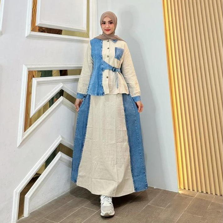 Ellora One Set Jeans Fashion Muslim Wanita Kekinian