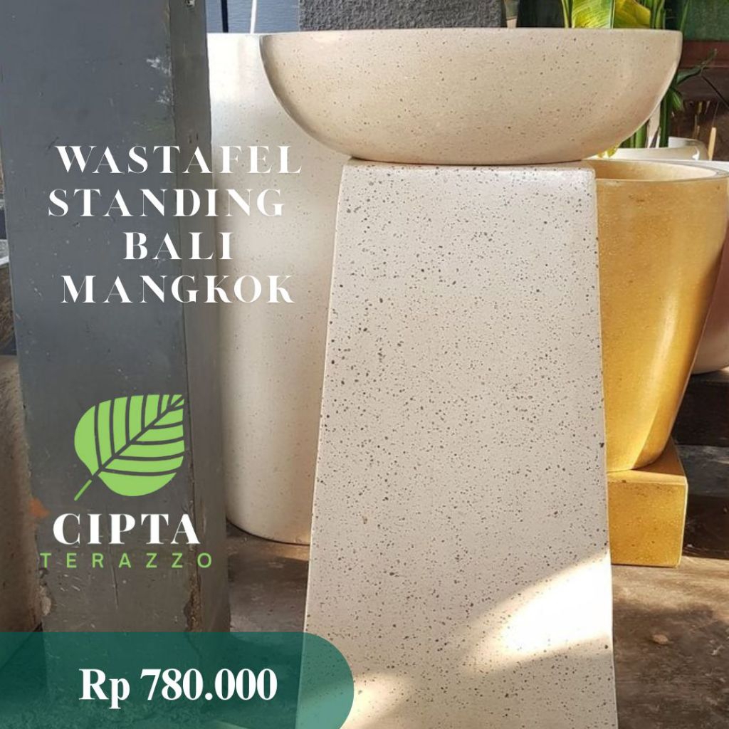 Wastafel Standing Bali Mangkok | wastafel teraso elegan hitam | wastafel teraso elegan cream