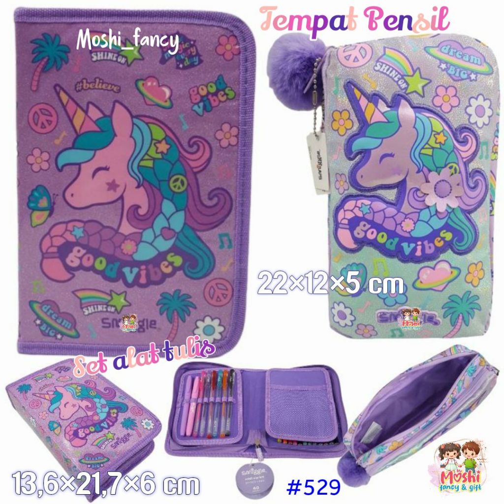 Midi Zip Kit Stationary Gift Set Motif Unicorn / Pencil Case Set Unicorn / Set Alat Tulis Anak Perem