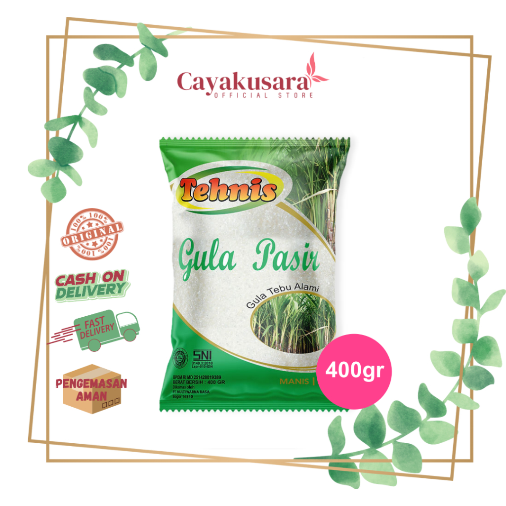 [1 Dus] Tehnis Gula Pasir 400gr Halal Manis Alami Gula Pasir Putih Gula Tebu Gula Kristal Putih