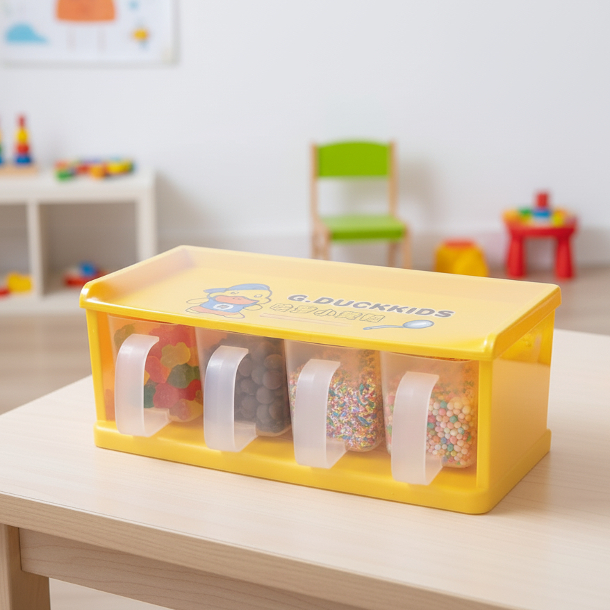 Yello Duck Toples Bumbu Dapur Set Isi 4 Wadah Bumbu Aesthetic Food Grade Kualitas Premium