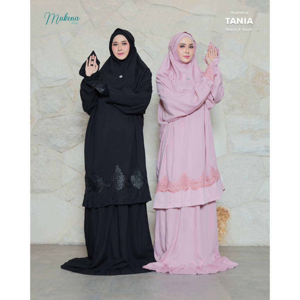 Mukena Tania Black dan Blush Mukena Alya pelopor mukena potongan berlengan