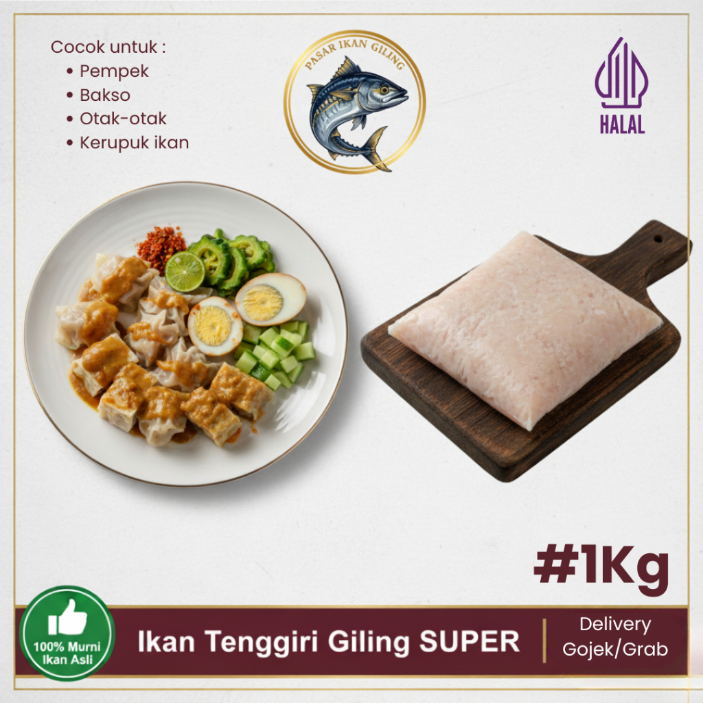 Ikan Tenggiri Giling SUPER Frozen Berkuliatas #1kg untuk olahan pempek siomay otak otak bakso ikan