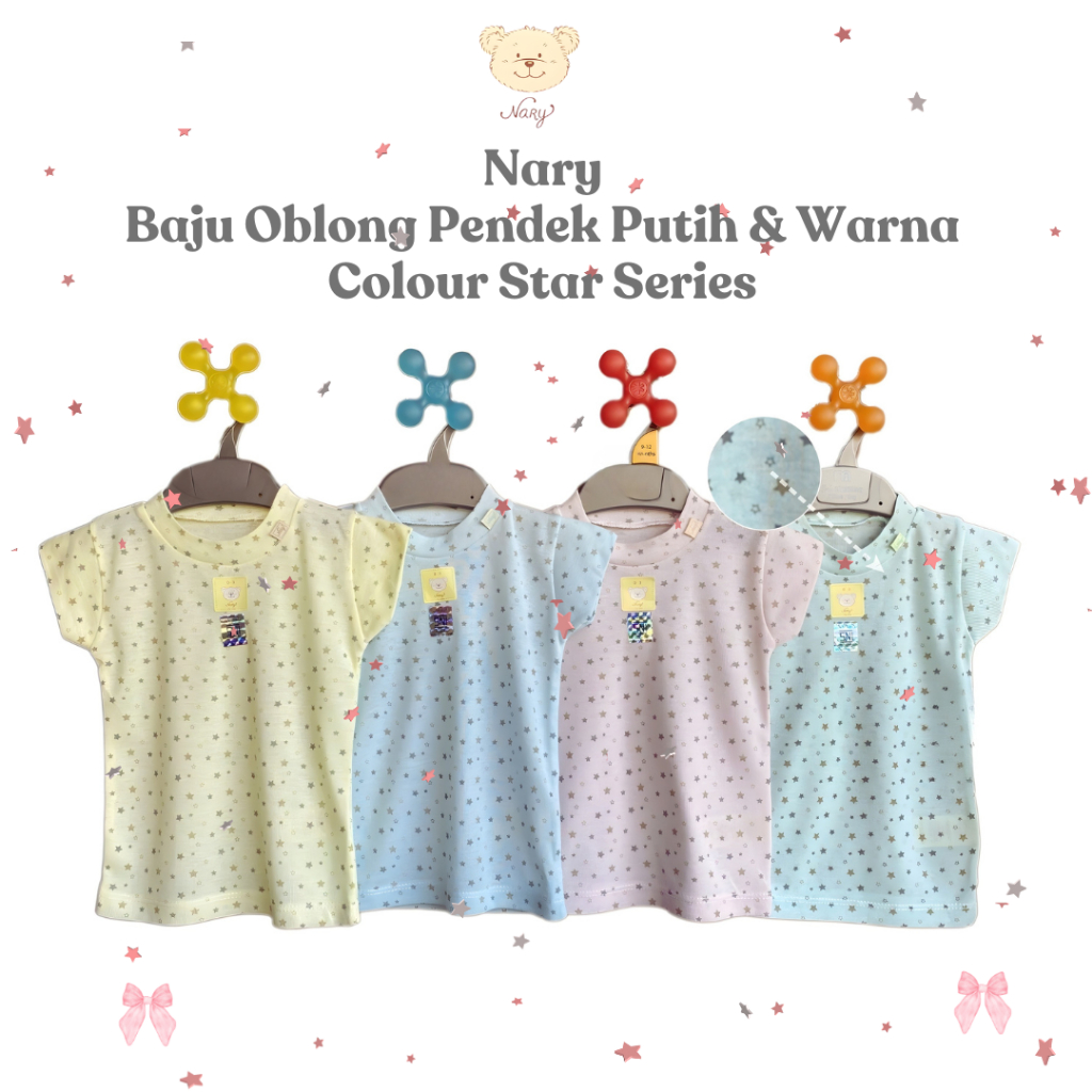Nary Baju Oblong Pendek Putih & Warna Colour Star Series 1pcs