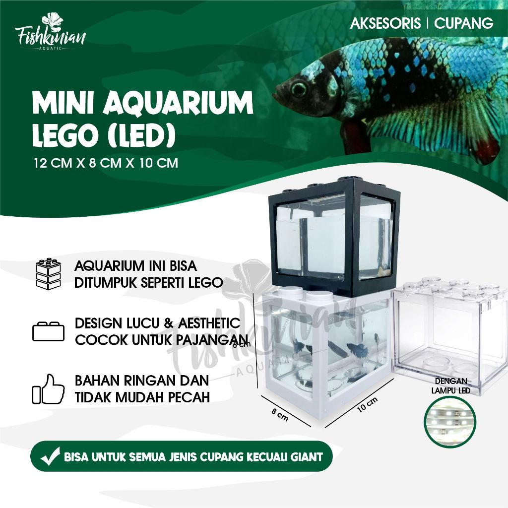 Fishkinian | Aquarium Cupang Lego -  Lego+ Led Strip