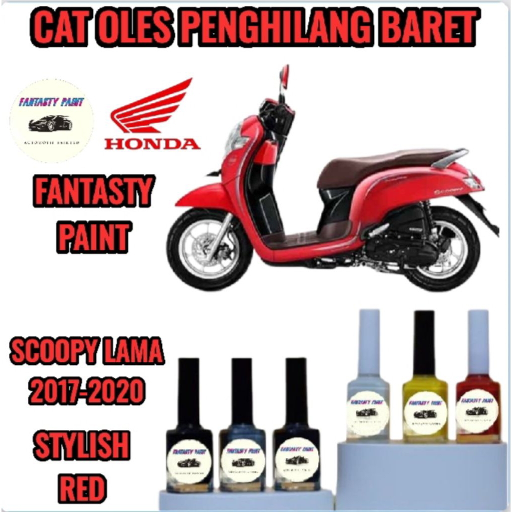 Cat Oles Permanen Motor Honda Scoopy Stylish Red, Merah Doff 2017,2018,2019,2020 Lama Penghilang Bar