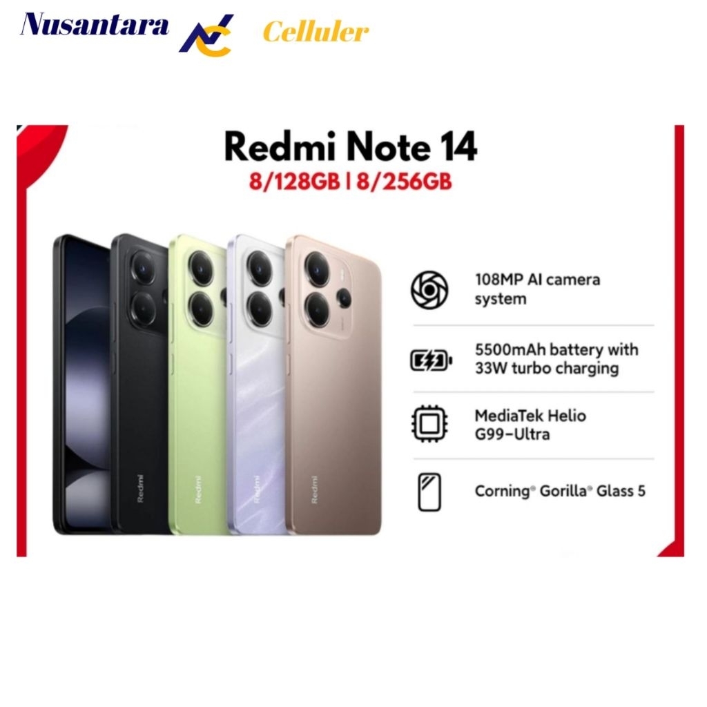 HP XIAOMI NOTE 14 4G RAM 8/128 GB | 8/256 GB [Xiaomi note 14 8/128 | 8/256 GB] new BNIB