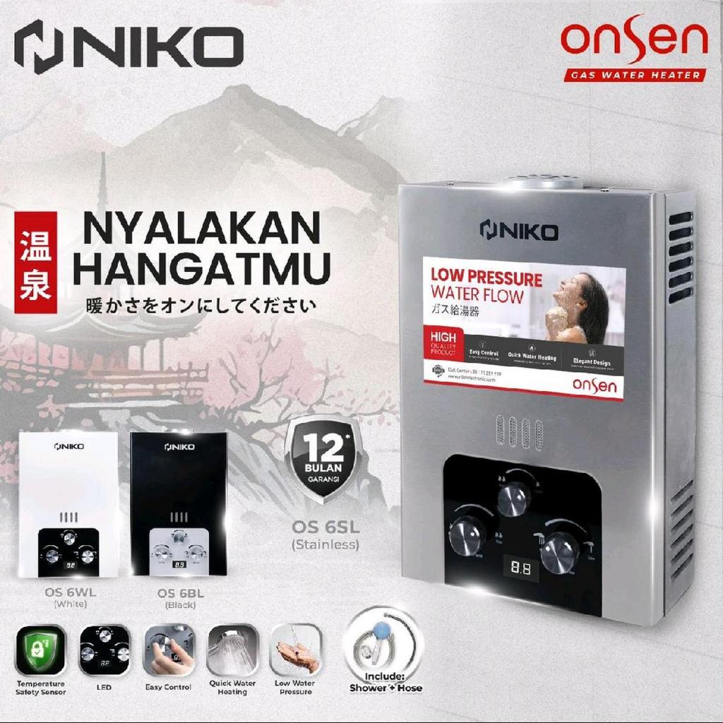 Niko Water Heater Gas Pemanas Air Kamar Mandi Niko Onsen (LED)