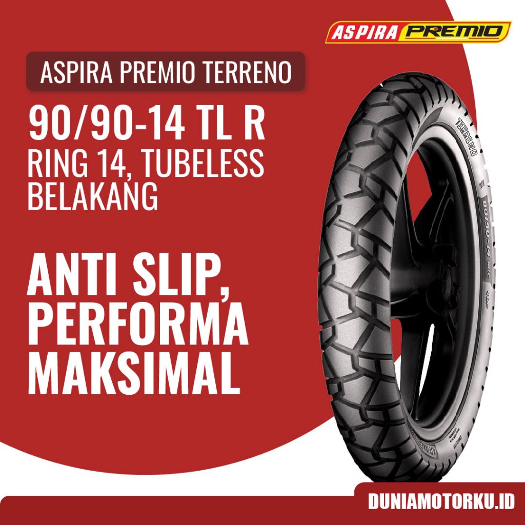 Ban Aspira 90/90-14 TL  Premio Terreno Tubeless Ban Motor Belakang
