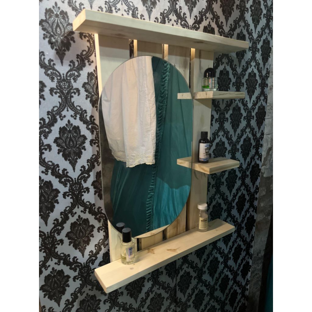 Rak Rias Makeup Tempel Dinding Aesthetic Cermin Makeup Tempel Rak Gantung Rak Tempel Dinding