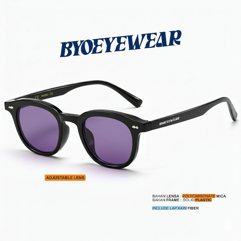 Baiyoo Kacamata Anti silau Pria wanita lensa ungu lensa purple Kacamata vincent lensa ungu Kacamata 