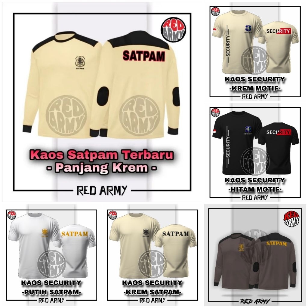 Kaos Satpam Lengan Panjang Kaos Security Model Terbaru 2025 Kaos Satpam Hitam Kaos Satpam Krem