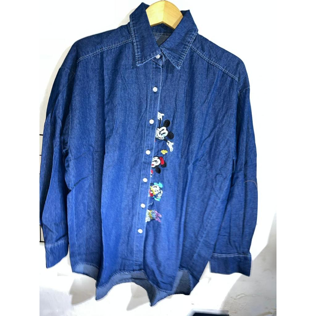 Sashun - Kemeja Jeans Mickey Mouse | Kemeja Wanita | Atasan Wanita