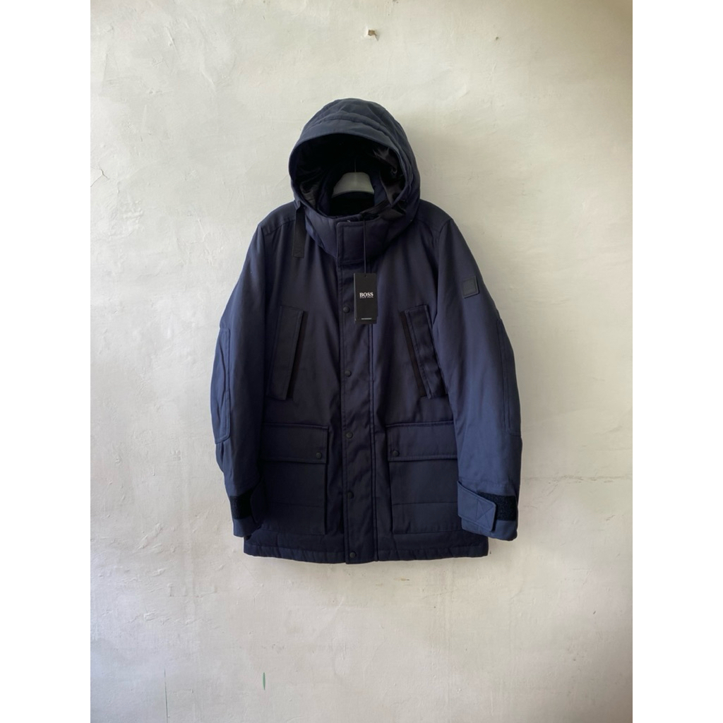 JACKET PRIA -‘ H.BOSS PARKA HOODIE NAVY ORIGINAL AUTHENTIC