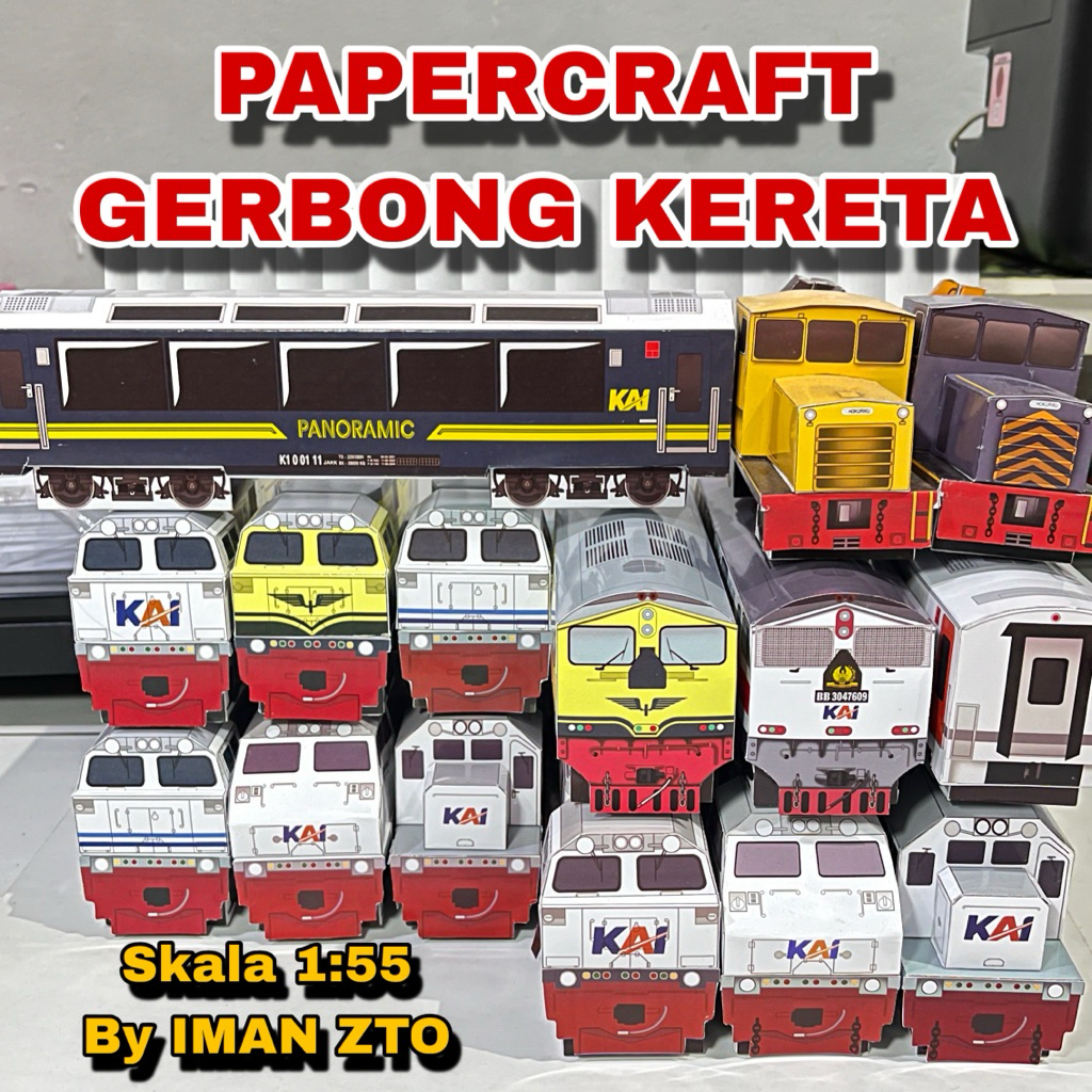 Papercraft Gerbong Kereta By Iman ZTO | FREE STICKER LOKOMOTIF