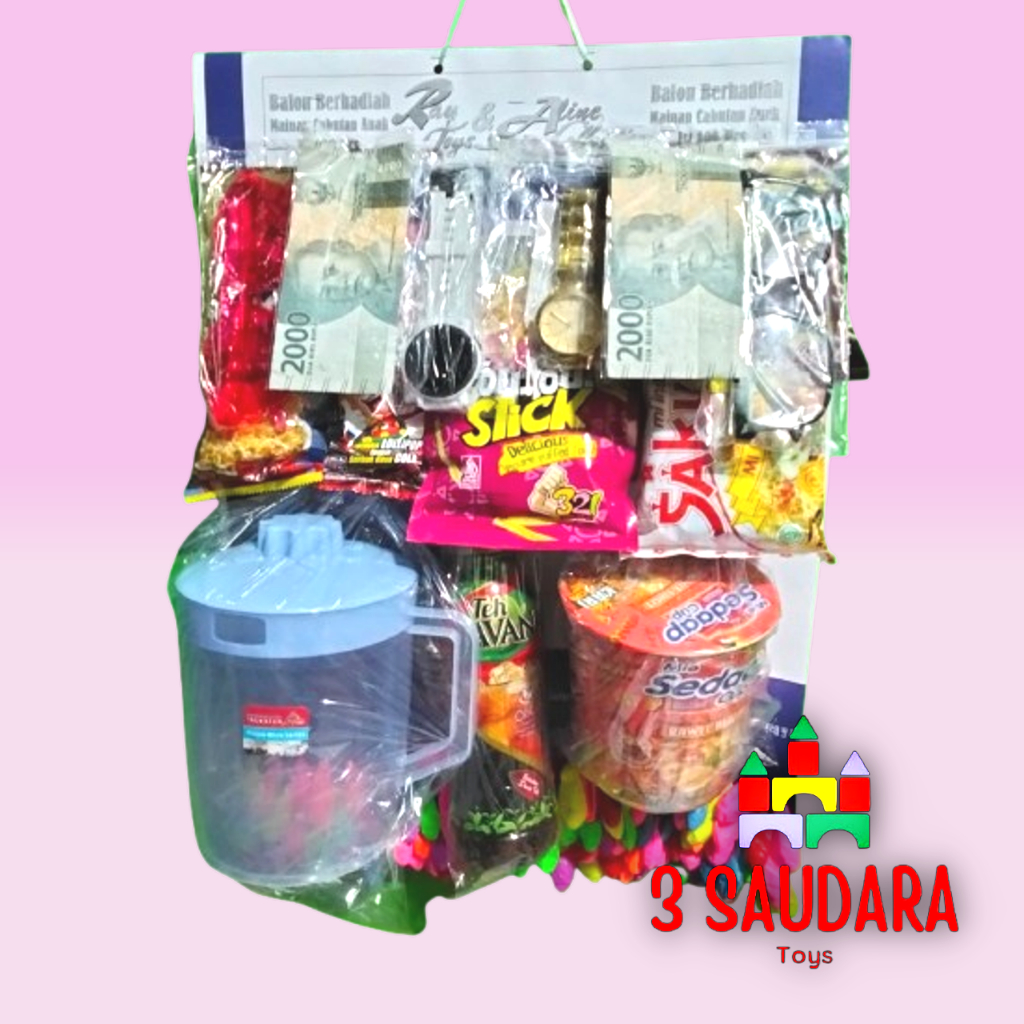Pasangan Lotre Colas balon Anak cabutan berhadiah isi 100 pcs. Hadiah Teko Mie Cup