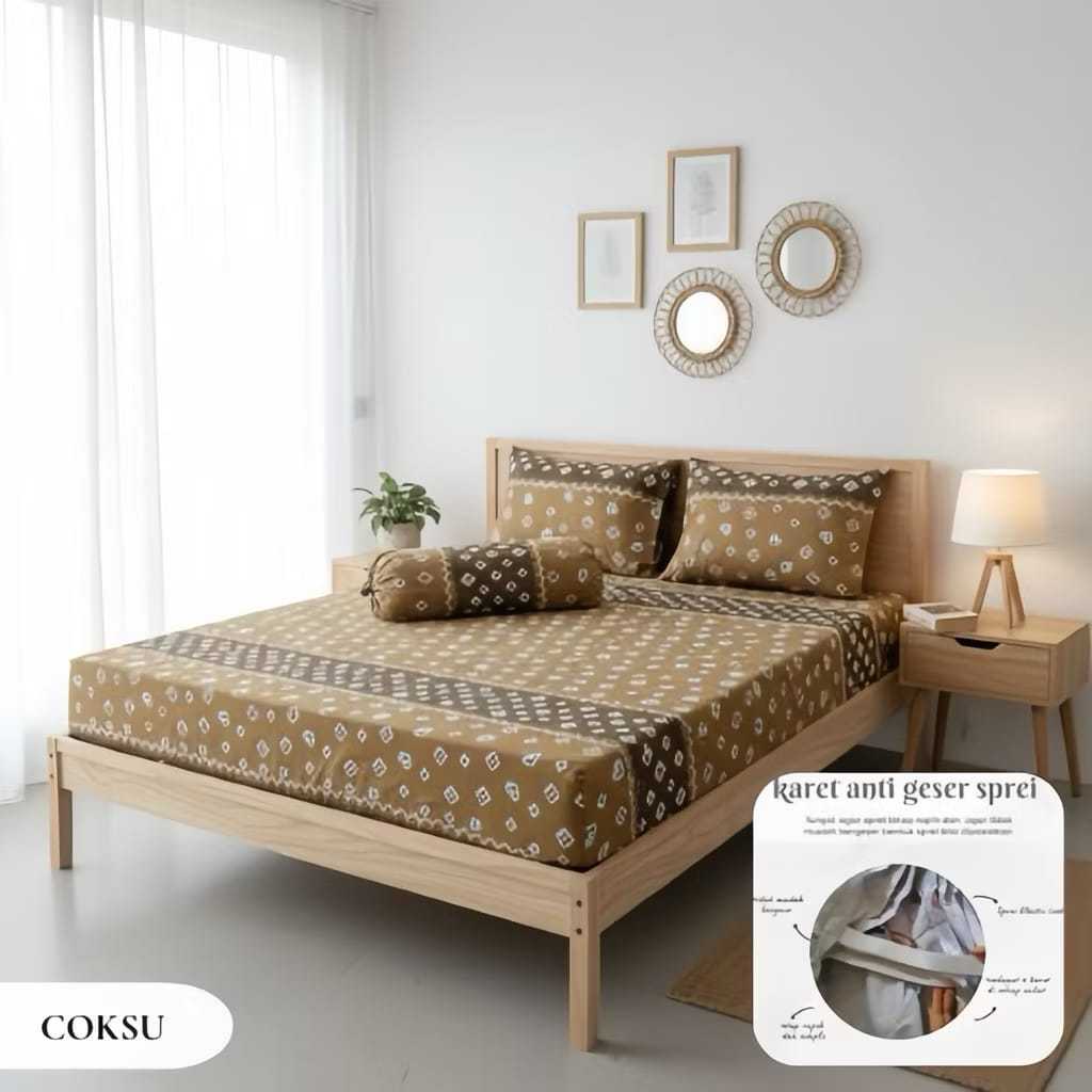 Sprei Batik Jumputan 160x200 Adem Anti Geser Khas Solo Jogja