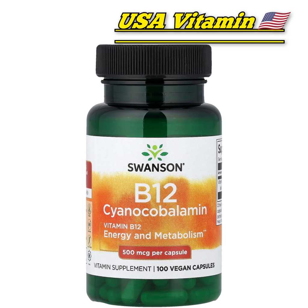 Swanson Vitamin B12 500 mcg Cyanocobalamin 100 Vegan Capsules