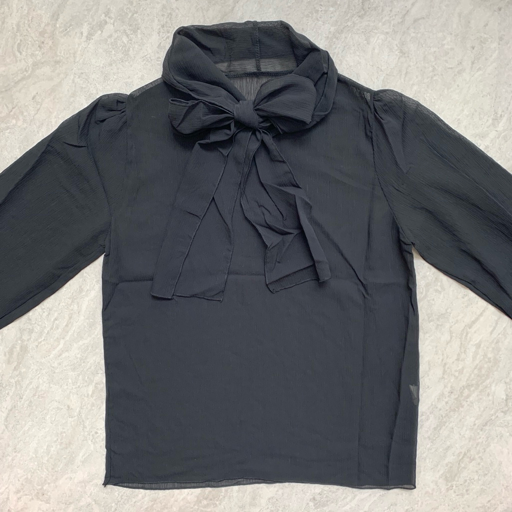 1 percent eleven sheer blouse top in black