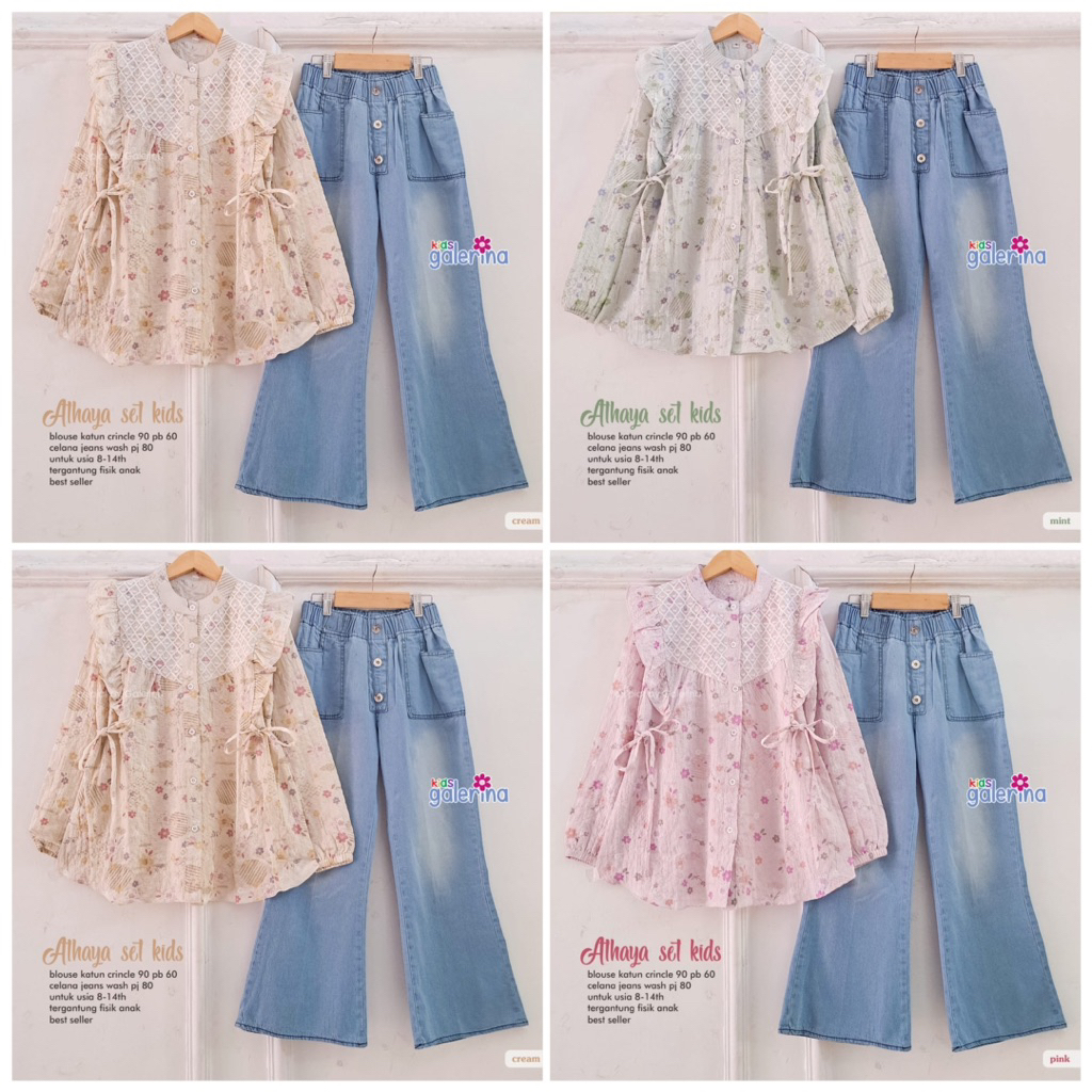 (( Oneset Anak Korean Style )) Athaya Set Kids  Setelan Blouse dan Celana Cutbray Setcel Anak Peremp