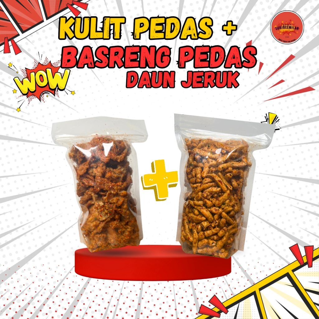KULIT AYAM Paket Kulit Ayam Crispy 250 Gram dan Basreng 250 Gram Camilan Gurih Renyah AYAM CRISPY 25