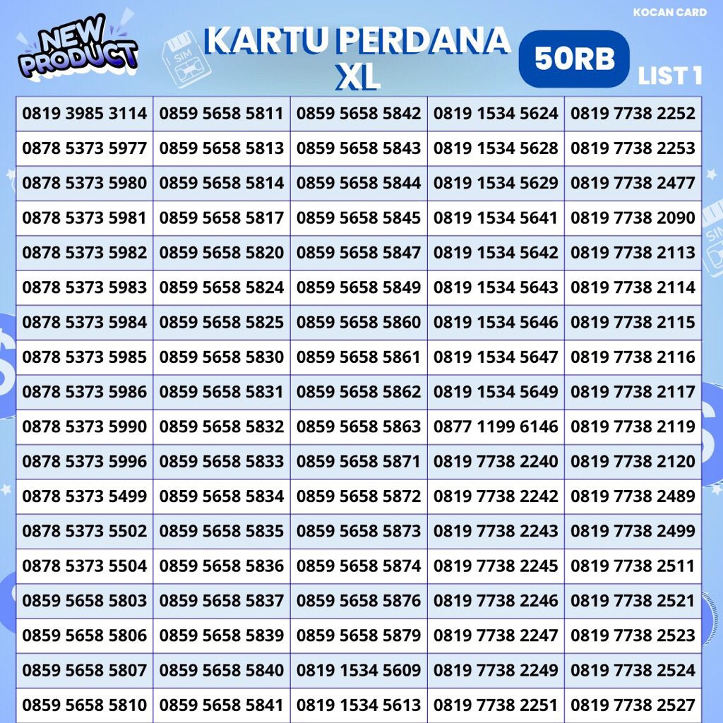 Nomor Cantik XL Perdana 50.000 Rb.