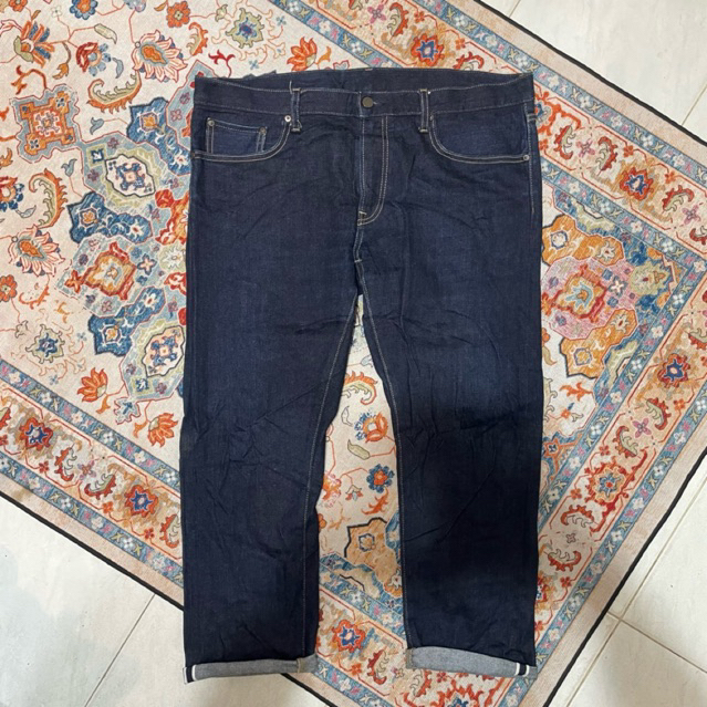CEK DEKSRIPSI SEBELUM CO! Celana Panjang Jeans Denim Pria Cowok Brand UNIQLO Selvedge Slim Fit Origi