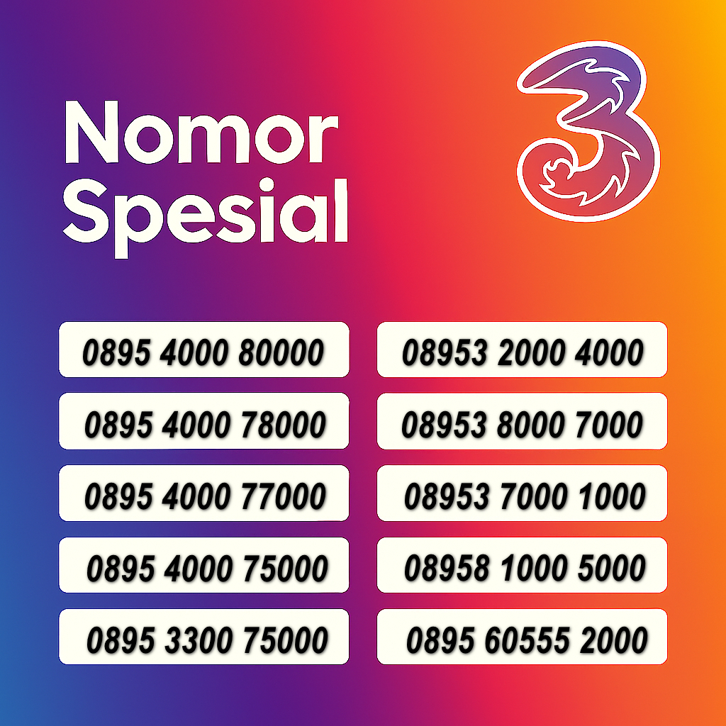 Nomor Cantik Tri 3 Rapi Seri Ribuan