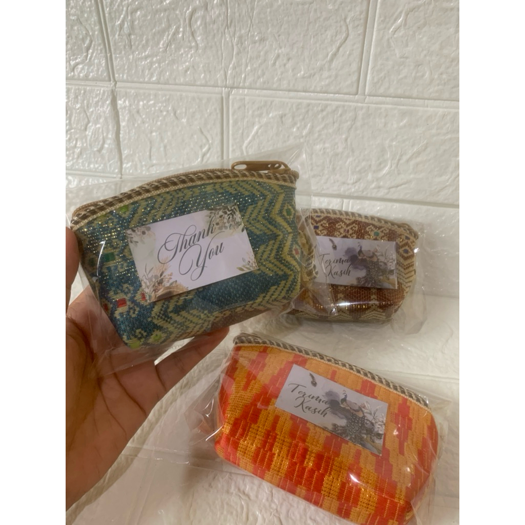 Souvenir Pernikahan Pouch Songket Medan 50pcs + Nama Pengantin | Souvenir Elegan Murah | Tas Mini Te