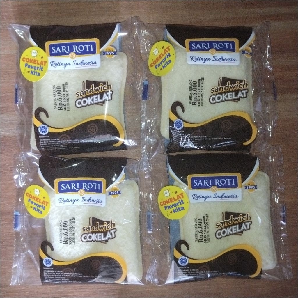 Paket 10 Bungkus Roti Sandwich Merk Sari Roti Kemasan 46 Gram Dan Paket 4 Bungkus Roti Sandwich Merk