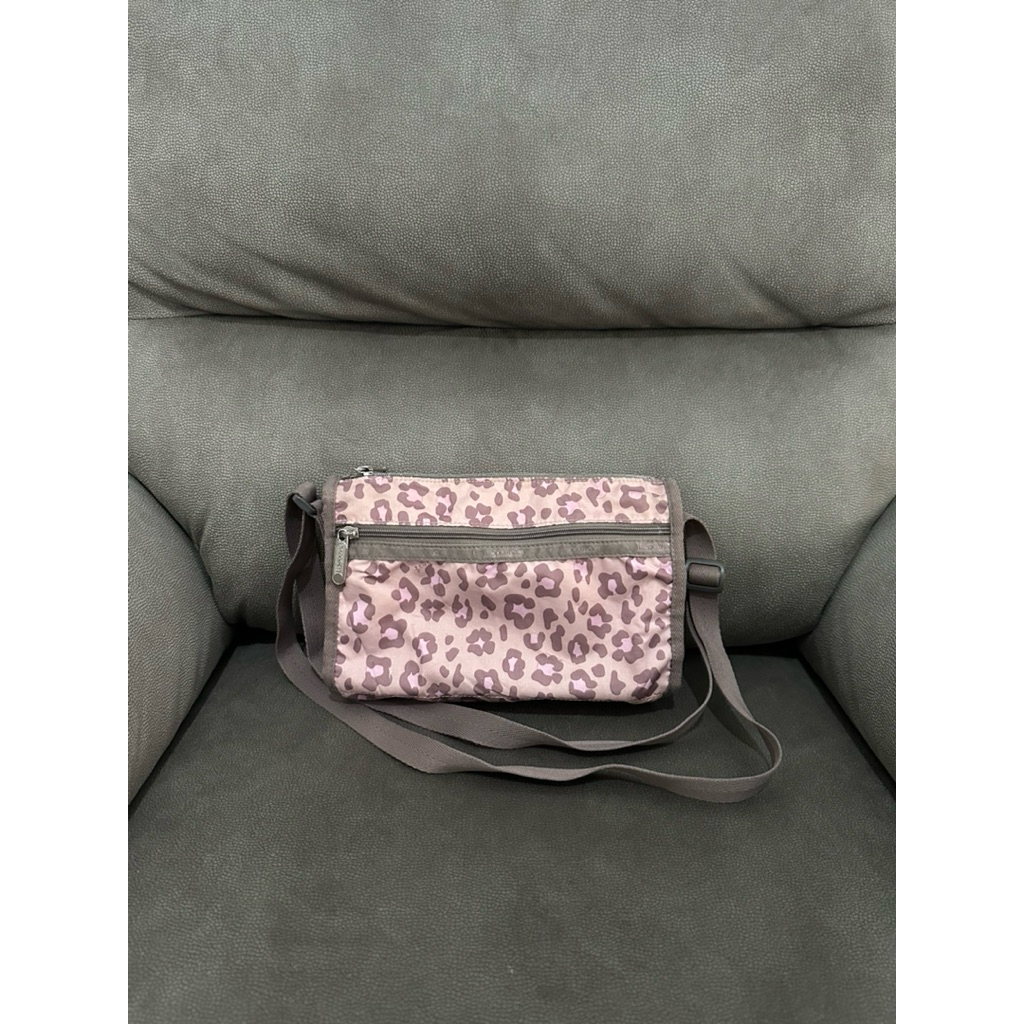 LE SPORTSAC SLING BAG LEOPARD PINK ORIGINAL PRELOVED