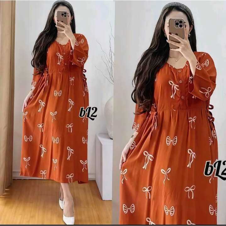 Dress Chibi Jumbo Muat BB 80kg Daster Busui Lengan 3/4 Kekinian Rayon Premium Batik Pekalongan