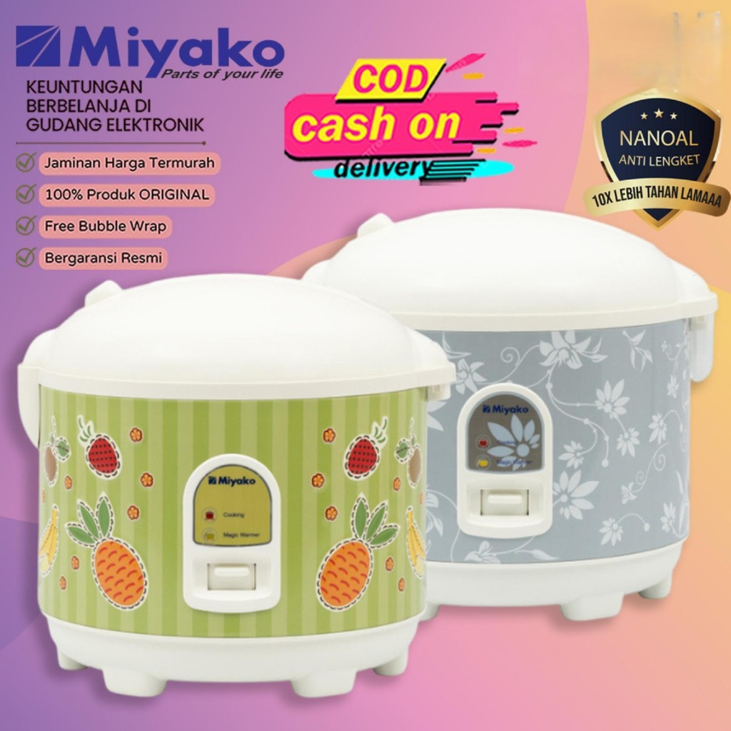 MCM528 MIYAKO MCM 528 RICE COOKER / MAGIC COM 3 IN 1 1,8 LT SILVER FLOWER
