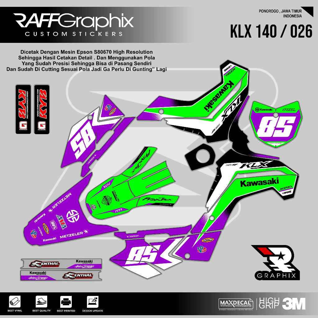 DECAL KLX 140 SUPER GLOSSY KODE 026 - DECAL STICKER KLX - STICKER KLX MURAH - DECAL KLX MURAH