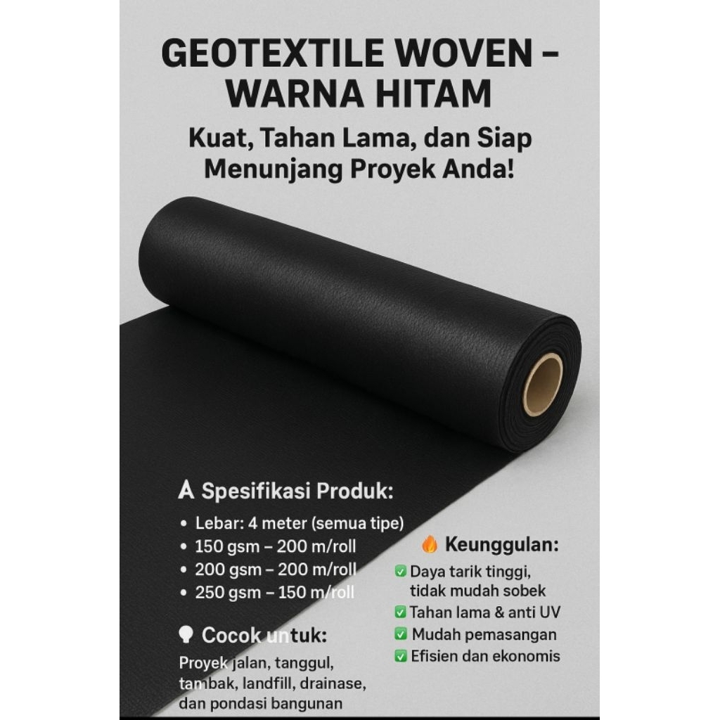 GEOTEXTILE WOVEN 150gsm – WARNA HITAM