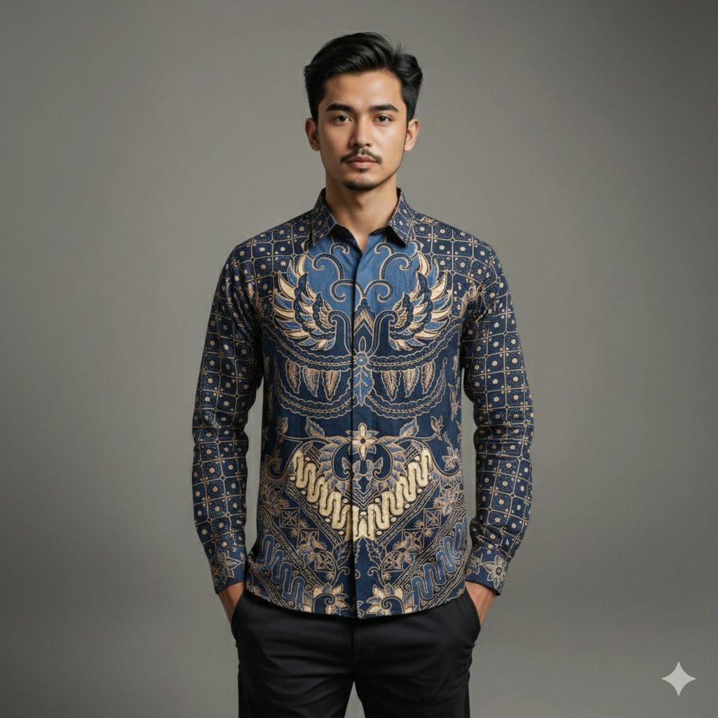 Kemeja Batik Pria Baju Lengan Panjang Slimfit Lapis Furing Batik Cinarita 0343 Bahan Katun Premium E