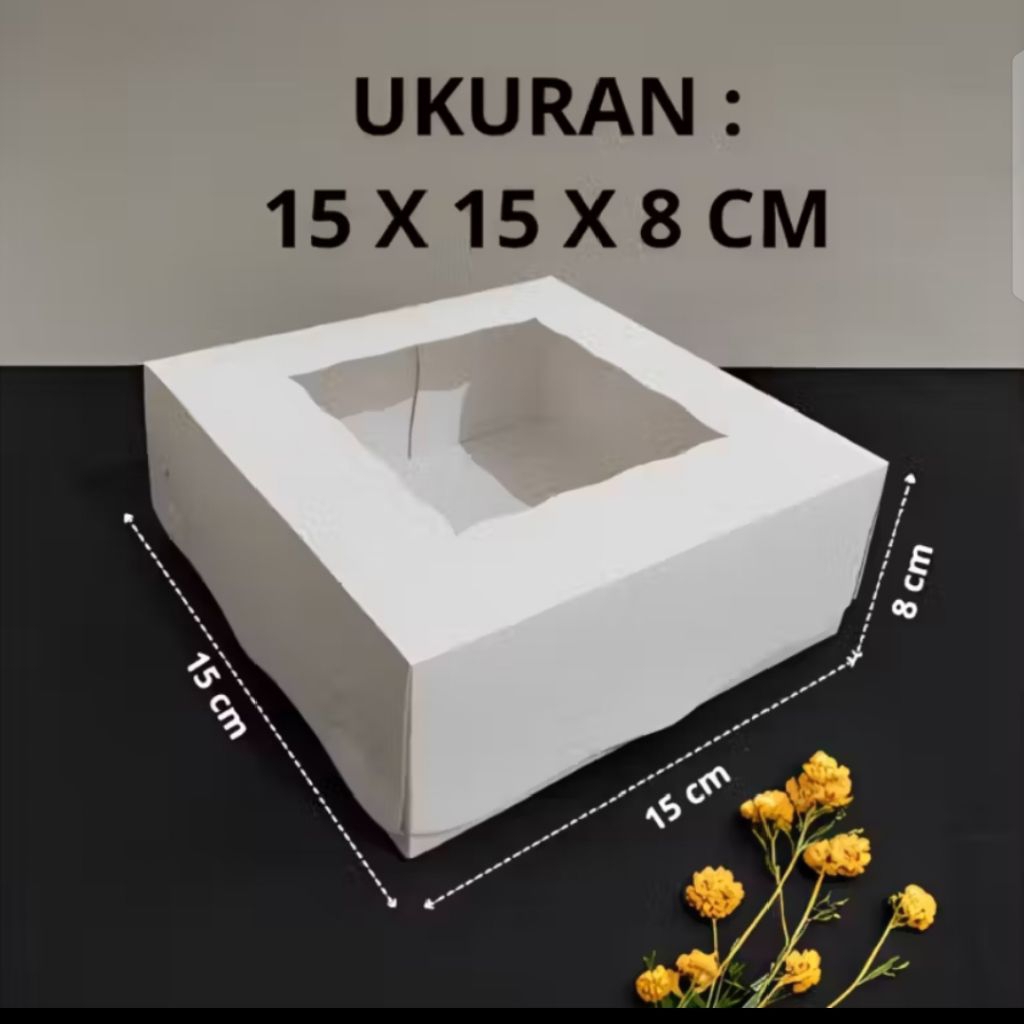 Kotak Dus Kue Ivory Warna Putih ukuran 15*15*8 cm 15x15x8 CM