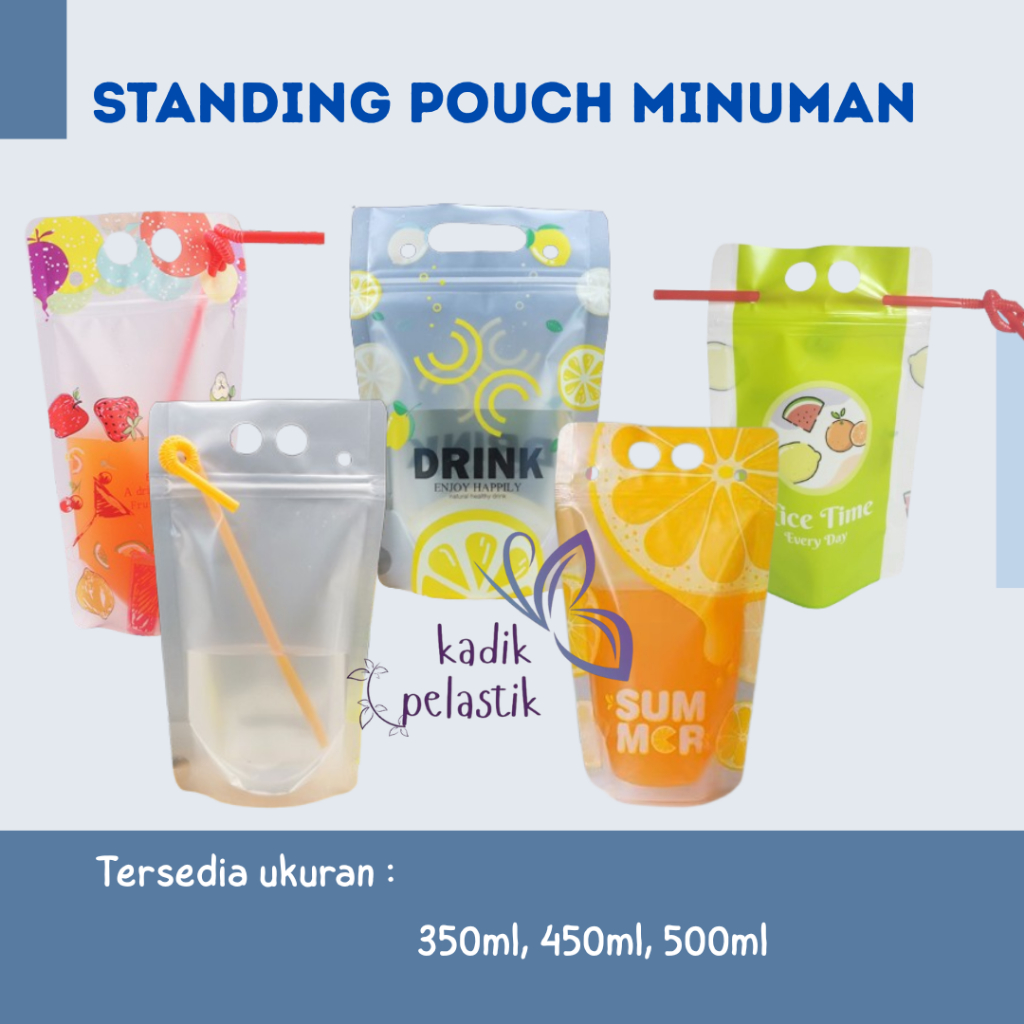 Standing Pouch Cair Kemasan Minuman Kekinian Stand Up Drink Bag 350ml 450ml 500ml