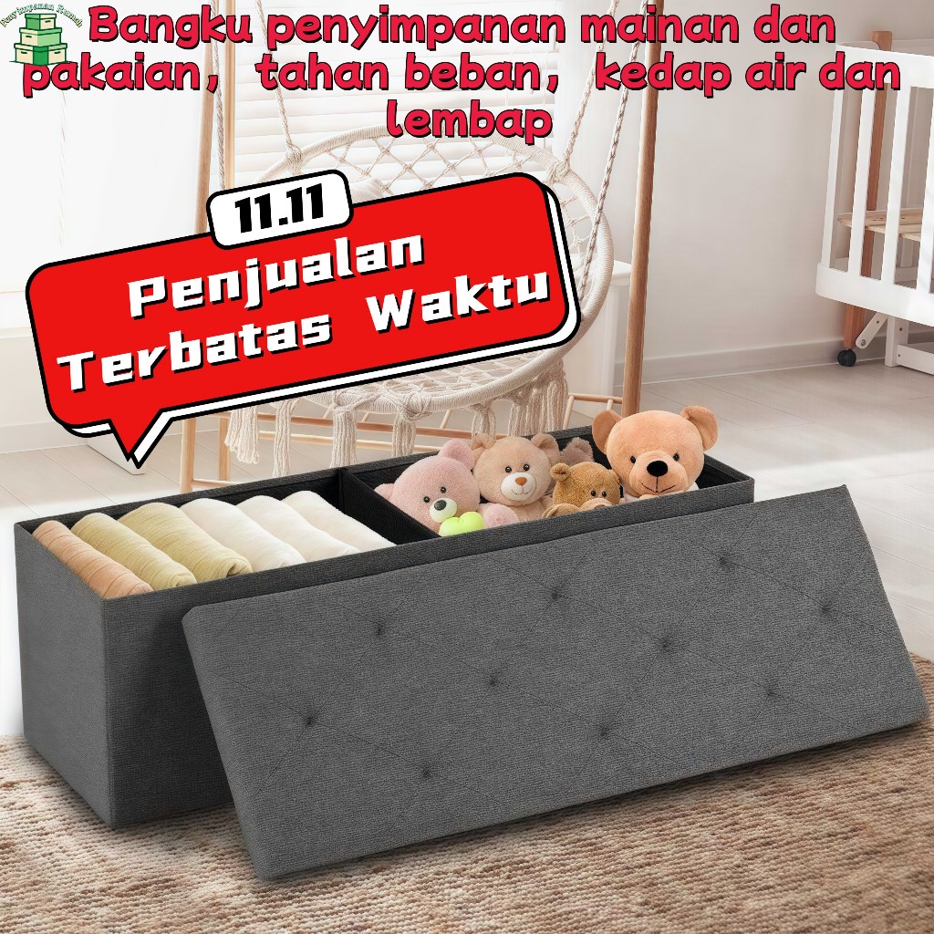 Kotak penyimpanan kotak penyimpanan dapat dilipat bangku panjang kursi penyimpanan kursi multifungsi