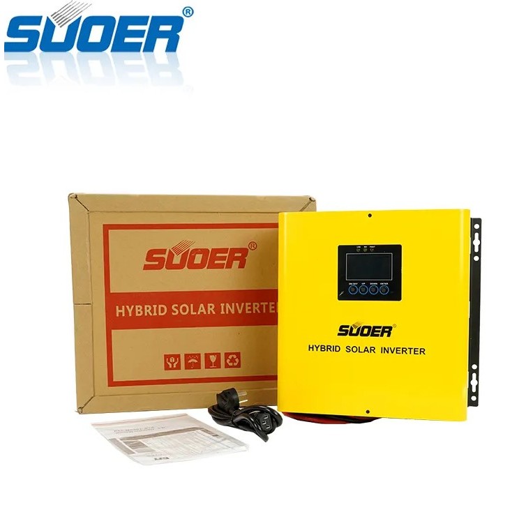 SUOER Hybrid Inverter Pure Sine Solar Panel 12 Volt 1000 Watt Built In Charge Control SCC 12V 1000W