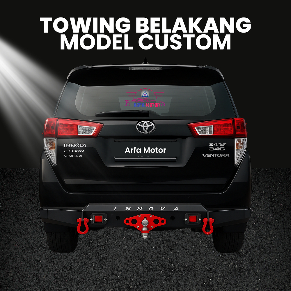 TOWING BELAKANG INNOVA MODEL EMBOS CUSTOM LAMPU SOROT LED PELINDUNG BAMPER MOBIL ARFA MOTOR