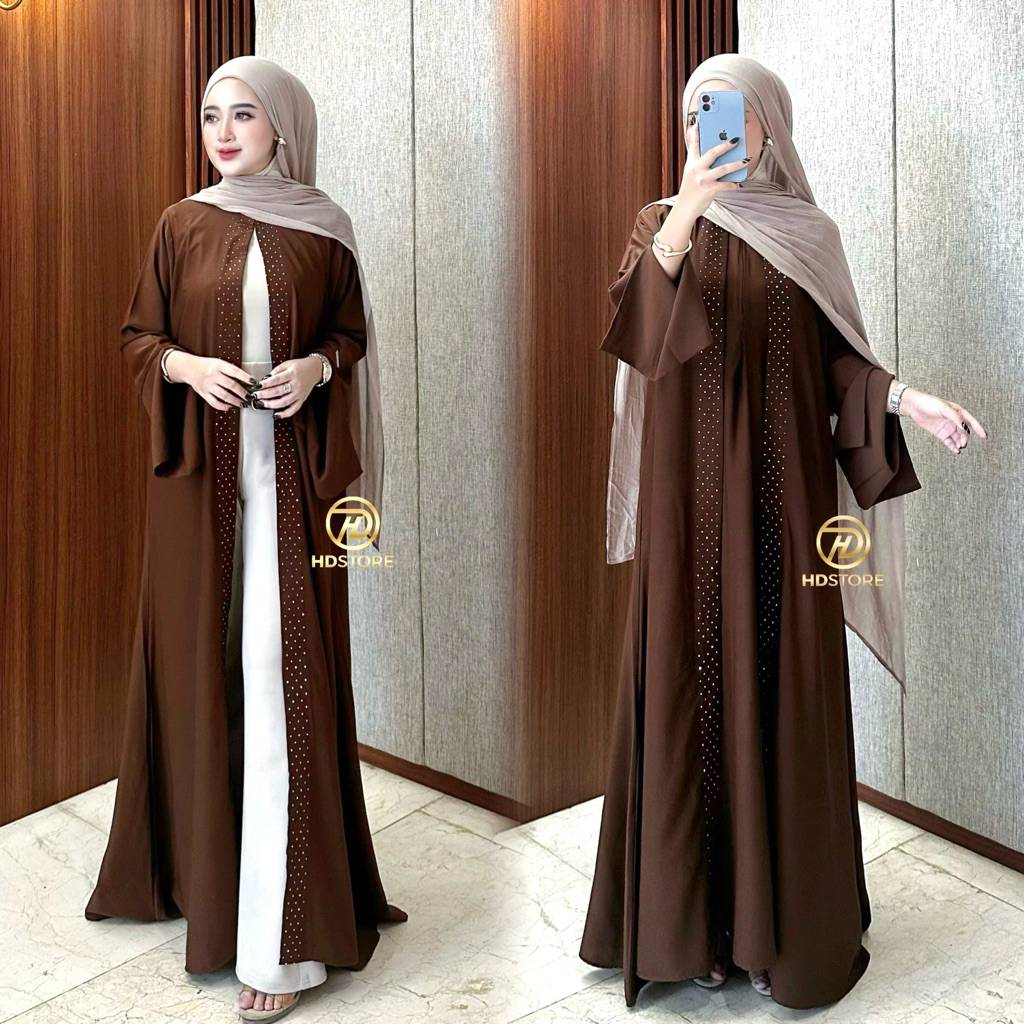 Gamis Outer Abaya Jameela One Set Outer Plus Inner Tanpa Lengan Maxi Dress Bahan Anti UV Abaya Outer