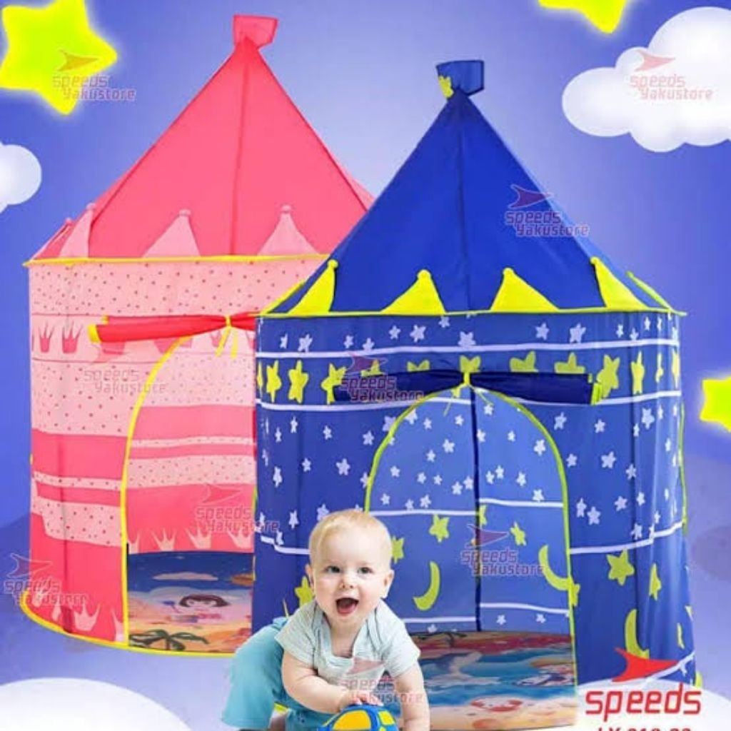Tenda Main Anak Bentuk Kastil – Pilihan Warna Pink & Biru
