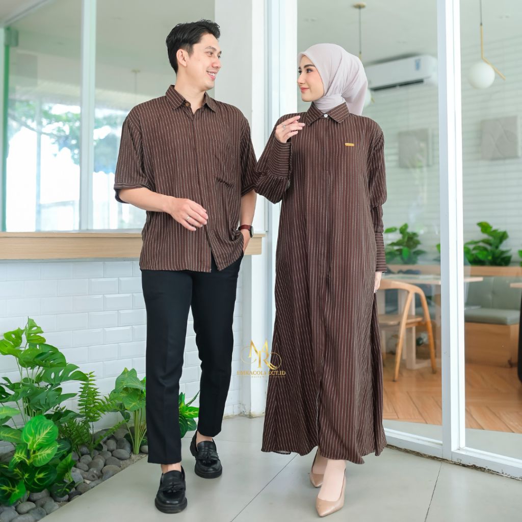 Couple Set Kaluna Series Baju Couple Muslim Salur Rayon Premium Sarimbit Lebaran Casual Terbaru Emra