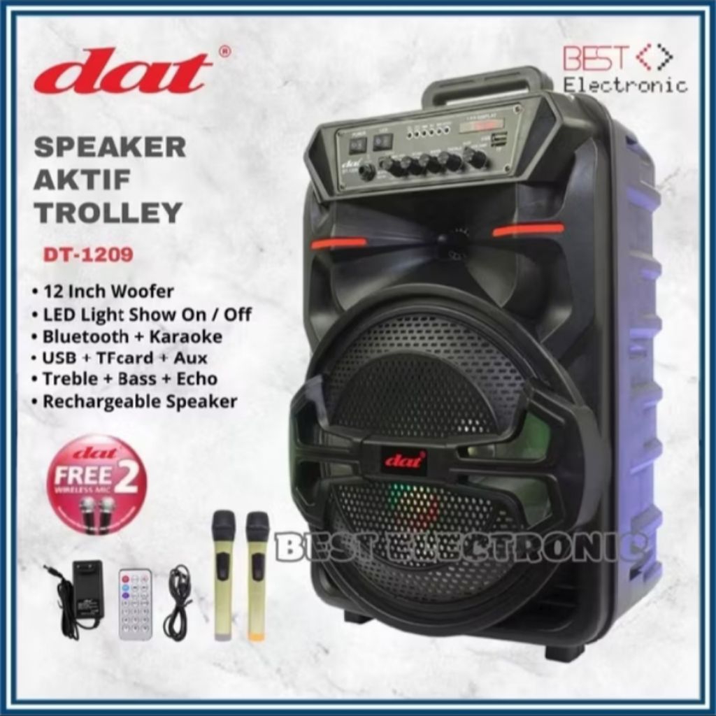 SPEAKER AKTIF TROLLEY 12 INCH DAT DT 1209 DT1209 DT-1209 BLUETOOTH