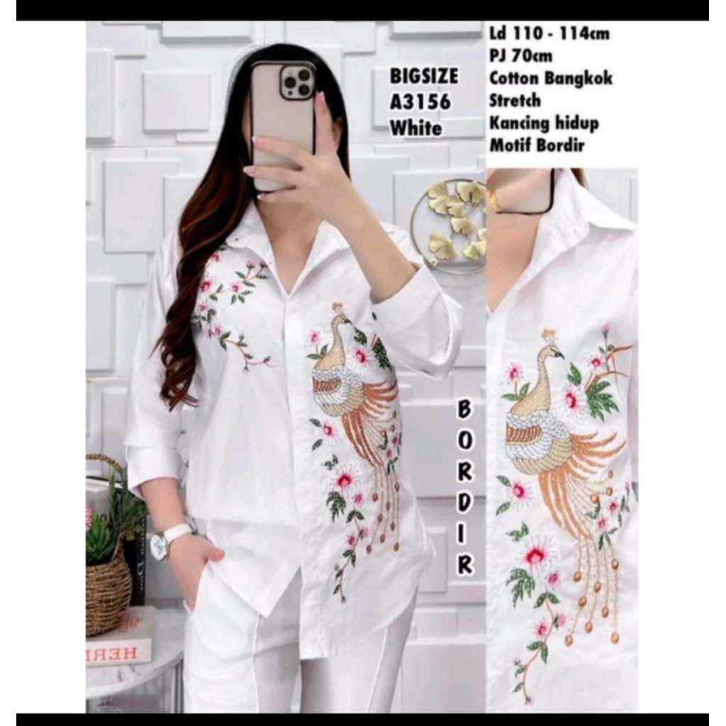 Kemeja atasan katun wanita motif bunga