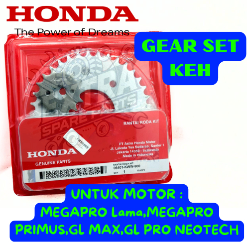 GEAR SET KODE-KEH MOTOR MEGAPRO/GL MAX-PRO NEOTECH/MEGAPRO PRIMUS HONDA AHM KUALITAS ASLI 100% ORI .